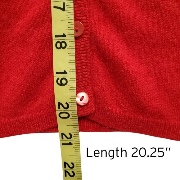 Valerie Stevens Red 2 Ply Cashmere V-Neck Cardigan Size S - Picture 11 of 14